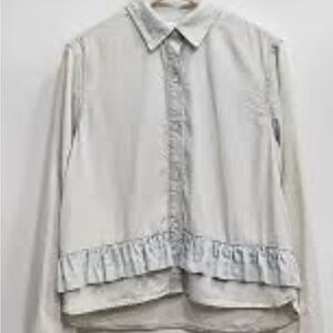 Club Monaco Women's Light Denim Ruffle Hem Jacket